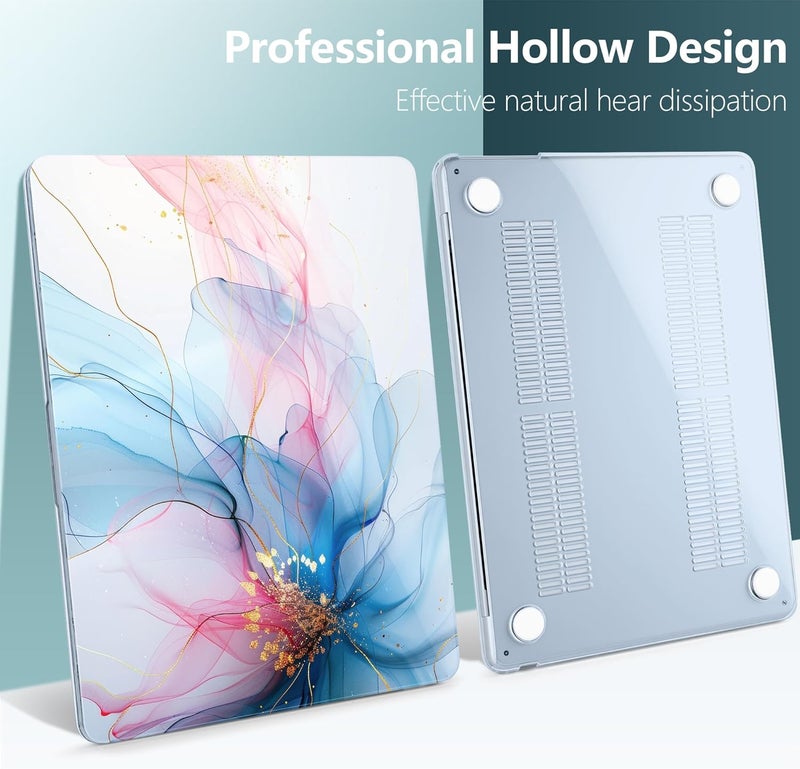 DONGKE for M4 MacBook Air 13.6 Inch Case 2025 2024 2023 2022 Model A3240 A3113 A2681 M3 M2 Chip, Plastic Hard Shell Case Cover with Touch ID for MacBook Air 13 Inch M4 - Soft Flowing Colors - Image 4